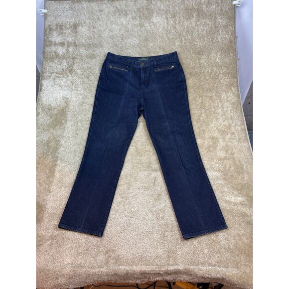 Lauren Jeans Co Size 14 Straight Leg Dark Wash Zipper Accent No Back Pocket B069 - Picture 2 of 14